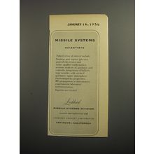 1956 Lockheed Missile Systems Division Ad - Missile Systems Scientists