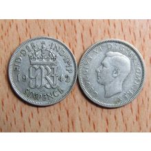 GB 1942 George VI Silver Sixpence 6d Coin