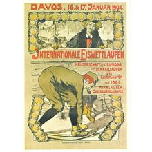 Davos January 1904 Internationale Eiswettlaufen Swiss Poster Postcard