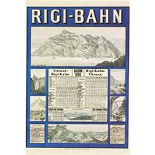 Rigi Bahn Switzerland Mountain 1890 Railway Timetable Postcard