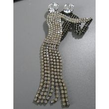 Art Deco Brooch Dancing Couple Black & Clear Rhinestones Vintage Pin