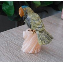 Vintage 3" Carved Parrot Semi Precious Stone Sculpture 2.5" Bird Beak-Tail