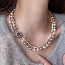 Micro-inlaid Square Dual-wear Double-layer Necklace