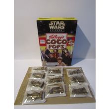 Kellogg`s Coco Pops 1999 Star Wars Statuettes Cereal Box & Set of 10 Sealed Toy