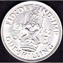 1942 Great Britain 1 Shilling Silver Coin Scottish