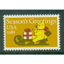 1940 20c Teddy Bear and Sleigh Fine MNH MA0874