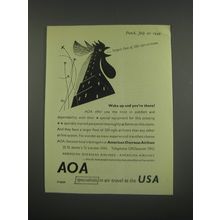 1949 AOA American Overseas Airlines Ad - Wake up and you're there