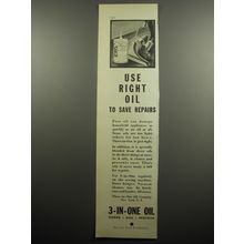 1932 3-in-One Oil Ad - Use right oil to save repairs