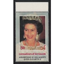 St. Vincent Gren 60th Birthday of Queen Elizabeth II $6 1986 MNH SG#462