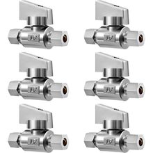 6 Pack Premium Brass 1/4" Compression X 1/4" Compression Angle Valve Quarter Tur