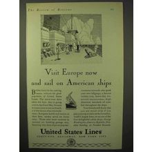 1929 United States Lines Cruise Ad - Visit Europe Now