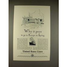 1929 United States Lines Cruise Ad - Why it Pays!