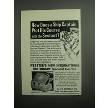 1937 Webster's New International Dictionary Ad - How does a ship captain plot