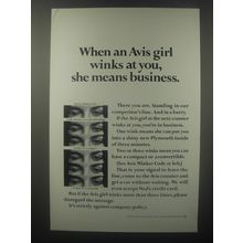 1967 Avis Rent a Car Ad - When an Avis girl winks at you, she means business