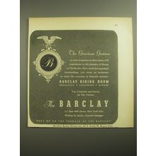 1946 The Barclay Hotel Dining Room Ad - The gracious gesture