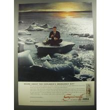 1956 Smirnoff Vodka Ad - Heard about the explorer's emergency kit?