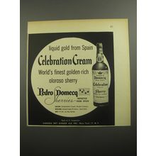1956 Pedro Domecq Celebration Cream Sherry Ad - Liquid gold from Spain