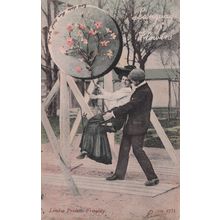 Language Of Flowers Park Swing Frivolity London Pride Love Old Postcard