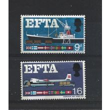 GB.European Free Trade Association set of 2.Phosphor Issue.Mounted Mint.Jul25a