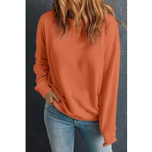 Orange Solid Classic Crewneck Pullover Sweatshirt