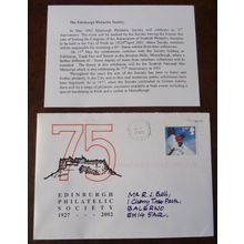 2002 GB Edinburgh Philatelic Society 75th anniversary illustrated cover 2005