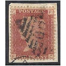 1858 SG43 1d Red Plate 159 Good/Fine Used "FC".