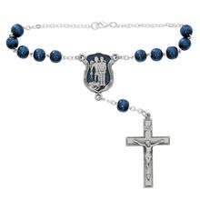 Police Officer's Auto Rosary with Blue St. Michael Pendant