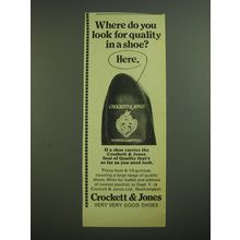 1968 Crockett & Jones Shoes Ad - Where do you look for quality in a shoe? Here.