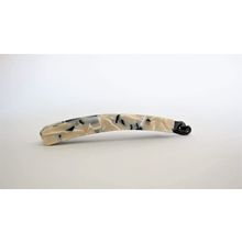 Slim black creme and beige marbled banana hair claw clip for fine hair