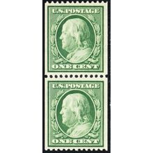 348, Mint VF/XF NH 1¢ Coil Pair With (Copy) PFC Certificate * Stuart Katz