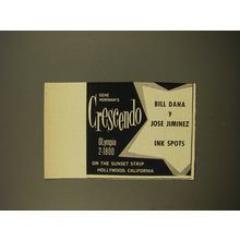 1961 Gene Norman's Crescendo Advertisement - Bill Dana y Jose Jiminez Ink Spots