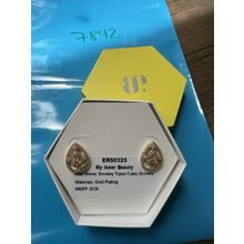 NIB Bomb Party Stud Earrings ER50325 Inner Beauty Smokey Topaz CZ Gold Plating
