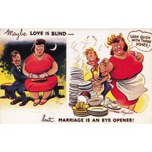 Love Is Blind Washing Up Marriage Bamforth Rare Comic Old Postcard