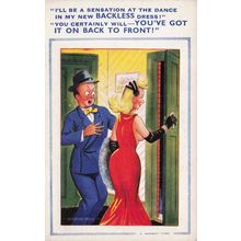 Back To Front Dress Ballroom Dance Fashion Vintage Bamforth Comic Postcard