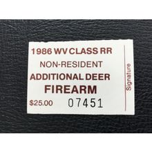 ICOLLECTZONE US West Virginia Non-Resident 1986 Deer Hunting VF NH
