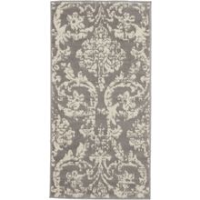 2' X 4' Gray Damask Power Loom Area Rug