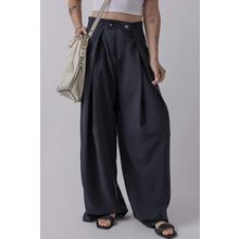 Dirty blue Dual Buttoned High Waist Pleated Wide Leg Pants