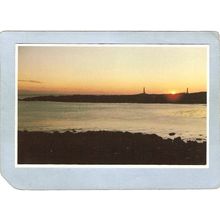 MA Thatcher's Island Lighthouse Postcard Twin Lights At Sunrise lighthouse~516