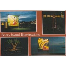 Barry Island Illuminations Night Lights At Dark 80s Wall Displays Wales Postcard