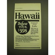 1924 Matson Navigation Co. Ad - Hawaii Deluxe tour $398