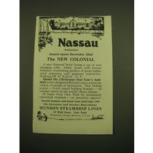1924 Munson Steamship Line Ad - Nassau Bahamas Season opens December 22nd
