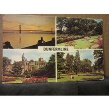multiview, DUNFERMLINE, SCOTLAND vintage used postcard 1974 postmark