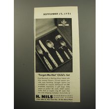 1951 H.Nils Forget-me-Not Child's Set Silverware Advertisement