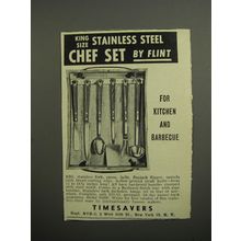 1952 Timesavers Flint Chef Set Advertisement - For Kitchen and Barbecue