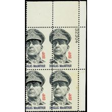 1424, MNH 6¢ McArthur Misperfed Error Plate Block PL# Captured - Stuart Katz