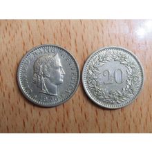 Switzerland 1970 20 Rappen Coin