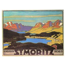 Engadin St Moritz Switzerland Mountains 1912 Plakat Postcard