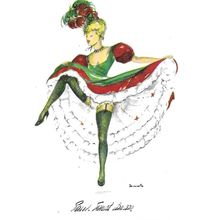 French CAN CAN DANCER Art Postcard (Vieux Moulin 4)