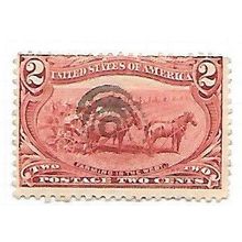 USA 1898 MISSISSIPPI OMAHA EXPO 2c FARMING WEST HORSE PLOUGH TARGET CANCEL USED