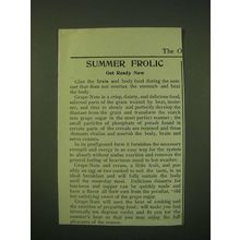 1902 Post Grape-Nuts Cereal Ad - Summer Frolic Get Ready Now